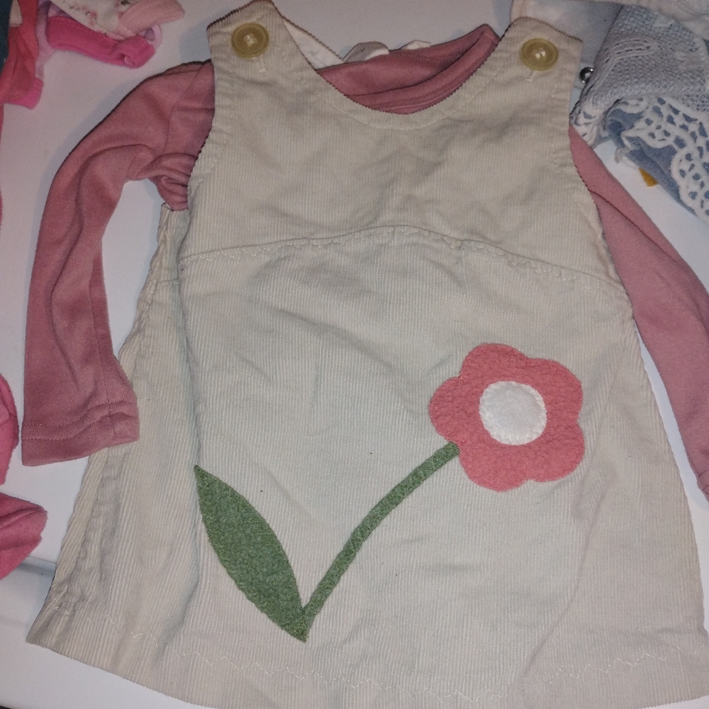Pink and Cream Kids Dress with Flower Design